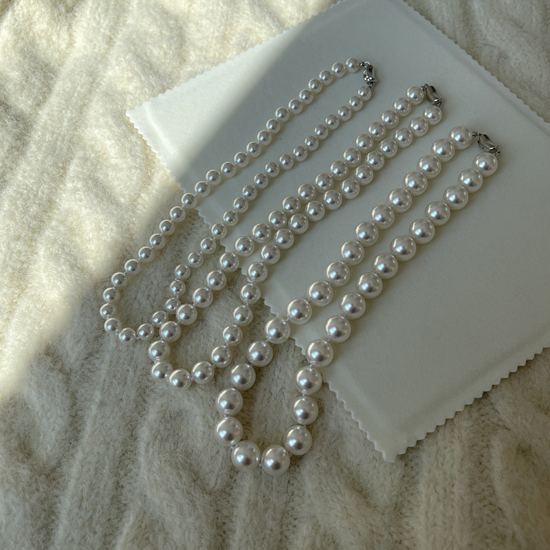 水晶珍珠串珠媲美澳毛毛衣链纯银