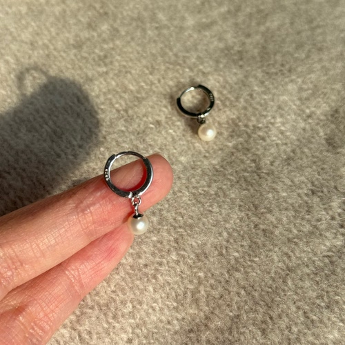 欧阳娜娜同款耳环天然淡水圆形小珍珠耳扣s925纯银气质百搭个性女