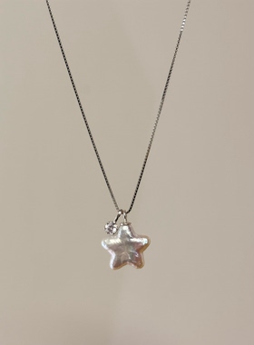 小众设计星星小钻五角星淡水珍珠项链s925纯银气质锁骨链万能链女