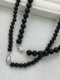 ins博主fever同款 黑玛瑙项链女暗黑高级感手工串珠锁骨链通体纯银