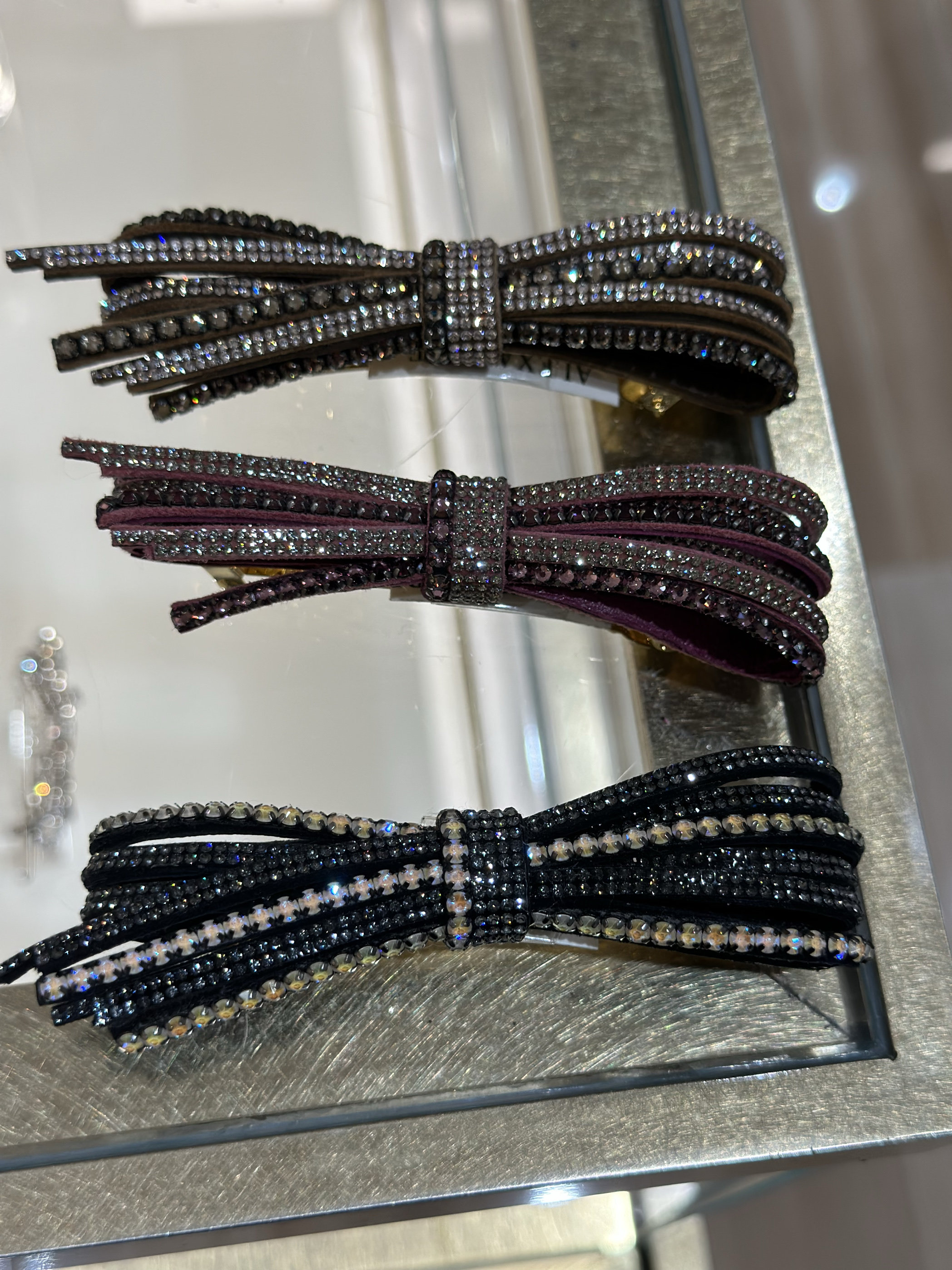 alexandrezouari亚历山大施华利发饰不对称咖啡水钻发夹马尾夹8cm