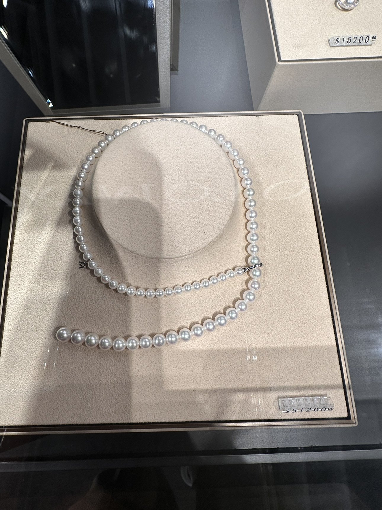 香港MIKIMOTO御木本18k白金渐变大小Akoya海水珍珠女生项链Y字链