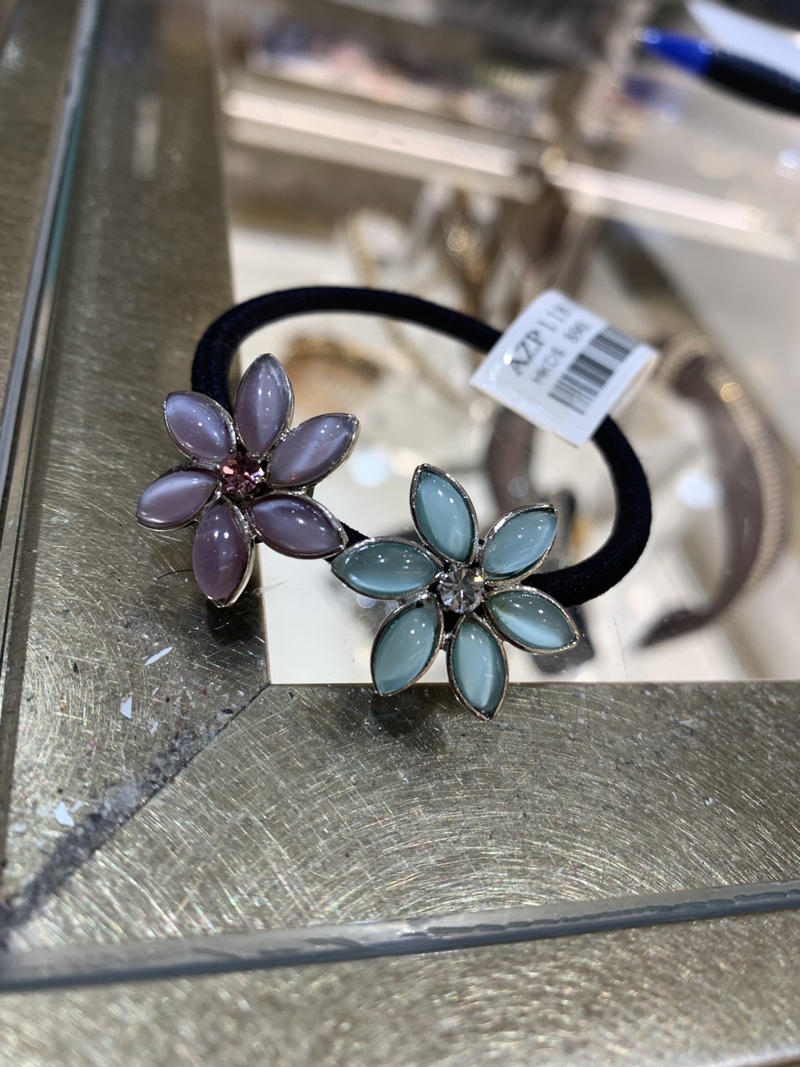 alexandrezouari亚历山大施华利发饰绿色紫色小花花发圈马尾圈