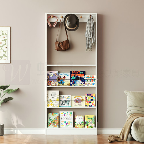 超薄门后绘本落地书架收纳展示柜