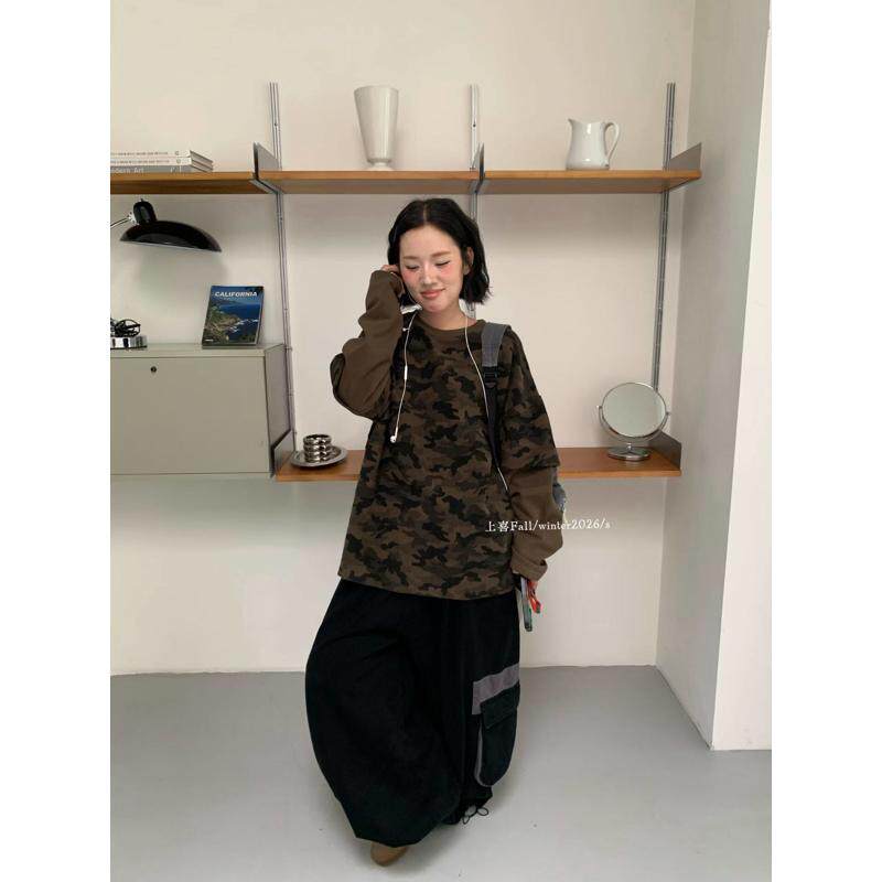 上喜秋冬韩版宽松拼接长袖加绒慵