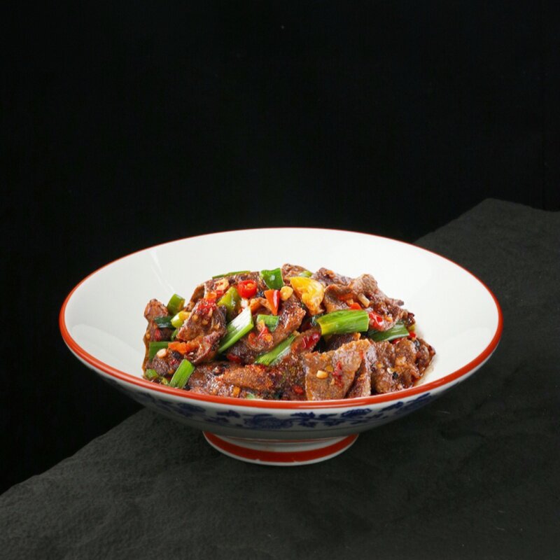 新款中式湘菜馆陶瓷餐具特色农家乐炒菜盘饭店商用圆形湘菜小炒碗