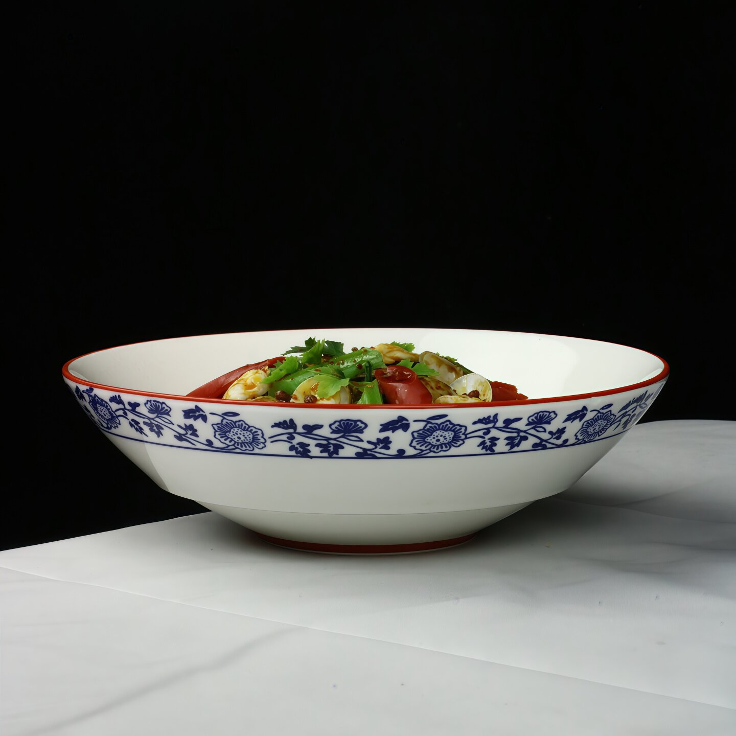 商用圆形碗盘中式小炒专用陶瓷餐具湘菜饭店农家乐辣椒炒肉斗笠碗