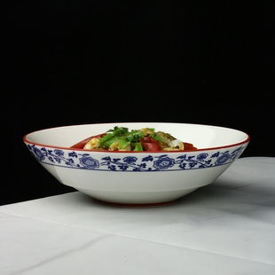 商用圆形碗盘中式小炒专用陶瓷餐具湘菜饭店农家乐辣椒炒肉斗笠碗