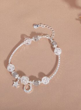 巴度简约水晶手链女白爆花月光石星星月亮情侣礼物手饰手串批发