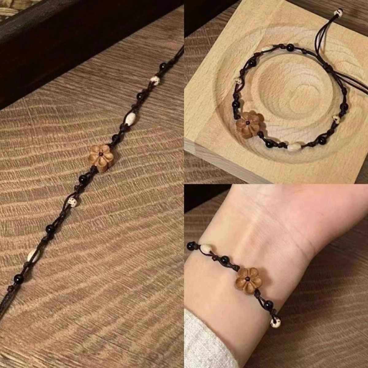 小红书同款清冷桃木桃花手链女复古气质手工编织手绳2025新款手饰,饰品/流行首饰/时尚饰品新,手链,淘宝优惠券,粉丝福利购,淘宝优惠卷