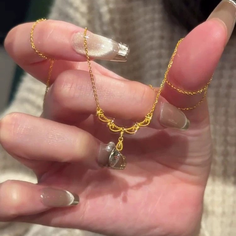 镂空蕾丝水滴流苏项链颈链女款法式公主裙边花丝锁骨链网红配饰