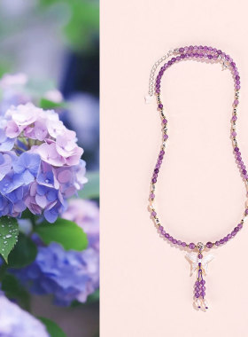 新中式天然淡水珍珠孔雀石贝壳蝴蝶项链女百搭高级感项链女饰品