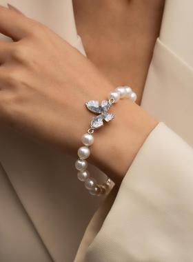 夏季法式高级感清冷风手链气质蝴蝶串珠手绳女生轻奢小众精致手饰