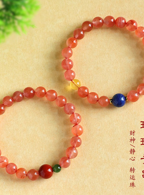 淡水珍珠冰飘南红串珠手链女小众高级感青金石碧玉手串手饰批发