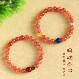 淡水珍珠冰飘南红串珠手链女小众高级感青金石碧玉手串手饰批发