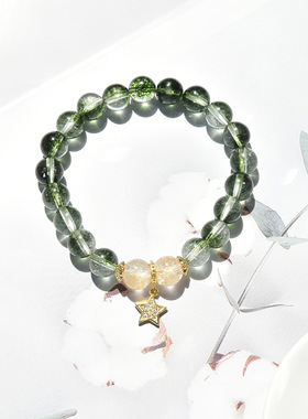 【绿野仙踪】白爆花绿幽灵水晶手链女小众手串金发晶星形手链