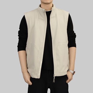 ReMake 春季新款纹理感techface方格纹云朵绒马甲 非lu