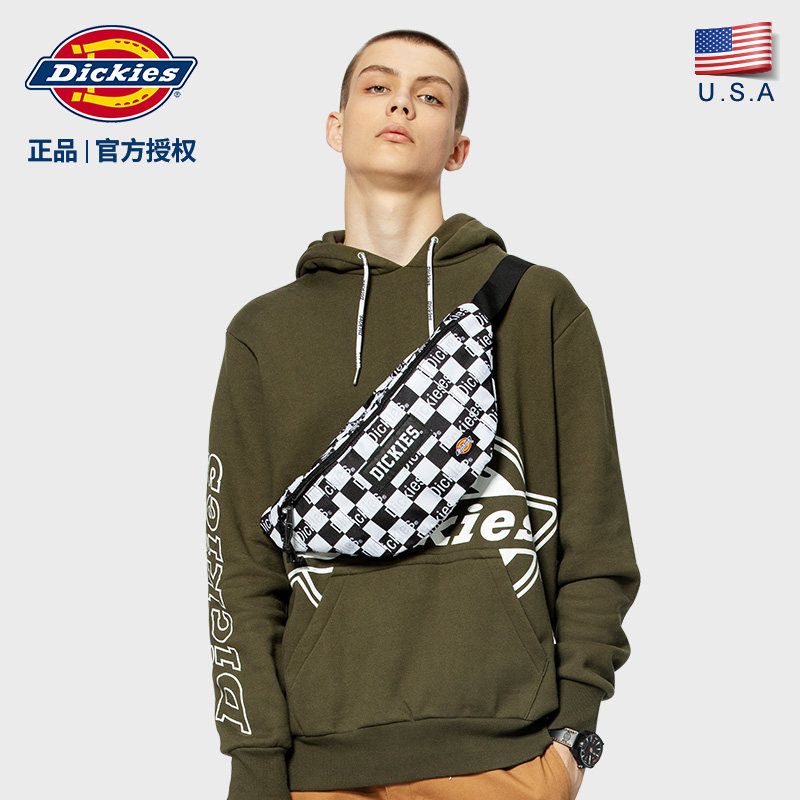 蒂克dickies斜挎包潮牌迪克斯男士腰包情侣胸包棋盘格单肩斜挎包