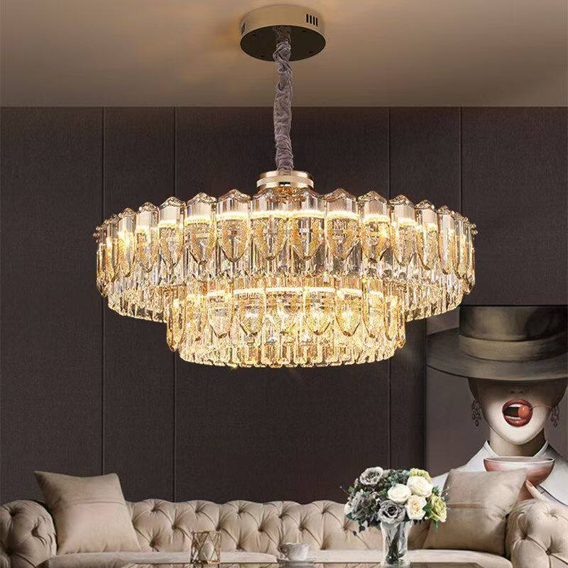 意式轻奢水晶吊灯简约现代大厅灯设计师款高档别墅主卧室餐厅灯具