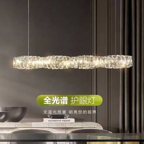 意式后现代轻奢水晶长条餐厅吊灯