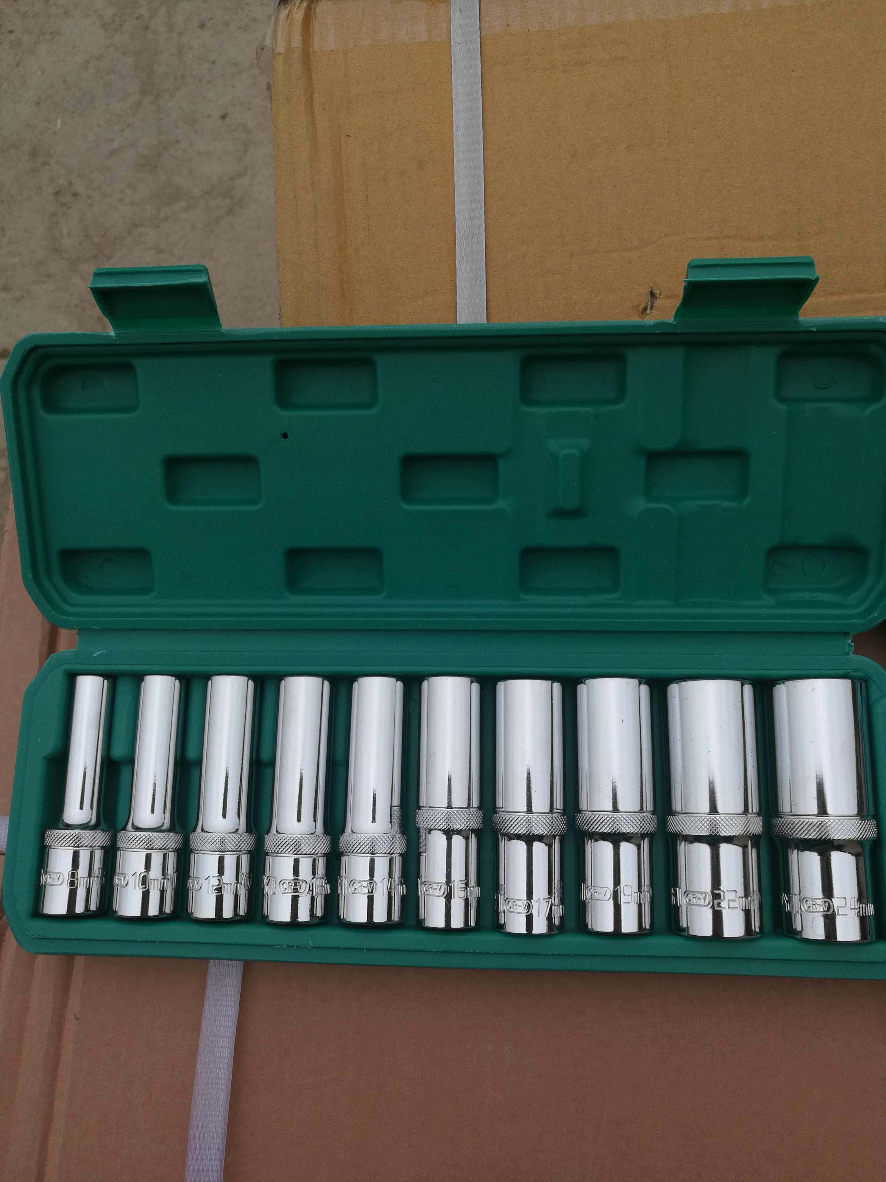 大飞加长六角套筒头套装8-24白色8cm棘轮扳手工具1/2寸12.5汽修机
