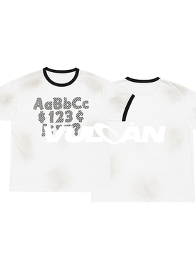 Vulcan 波点字母表短袖撞色水洗做旧T恤ABC印花简约舒适男女同款