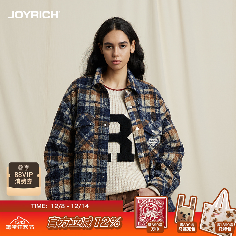 JOYRICH羊羔毛格纹衬衫棉服