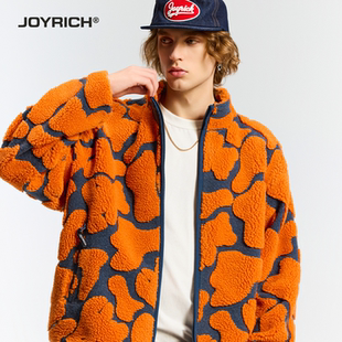 男女同款 JOYRICH美式 街头复古仿羊羔毛撞色提花外套25秋新品