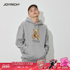 JOYRICH春秋季男女同款美式街头经典富乐熊宽松连帽套头印花卫衣