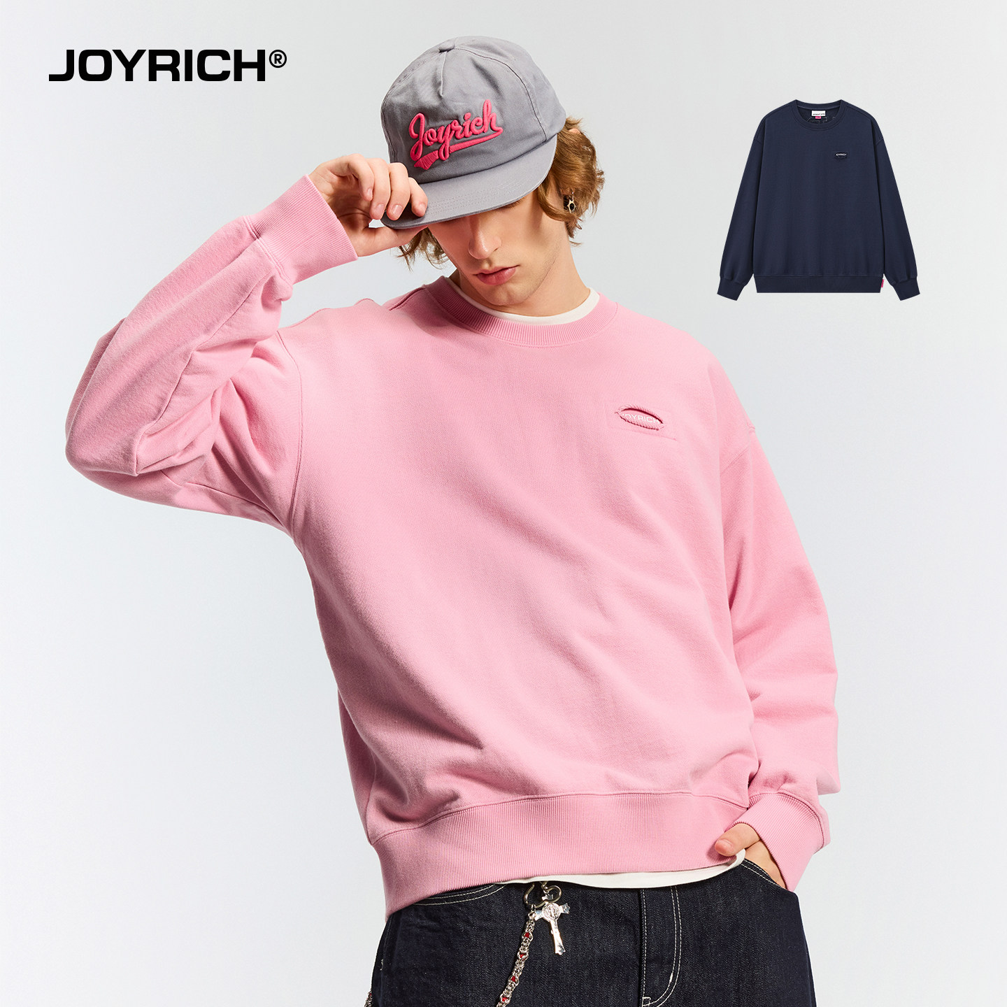 JOYRICH美式街头宽松休闲长袖贴布圆领卫衣25秋新品男女同款