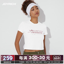 JOYRICH经典美式复古天使白色紧身短袖正肩T恤短款24春夏新款女款