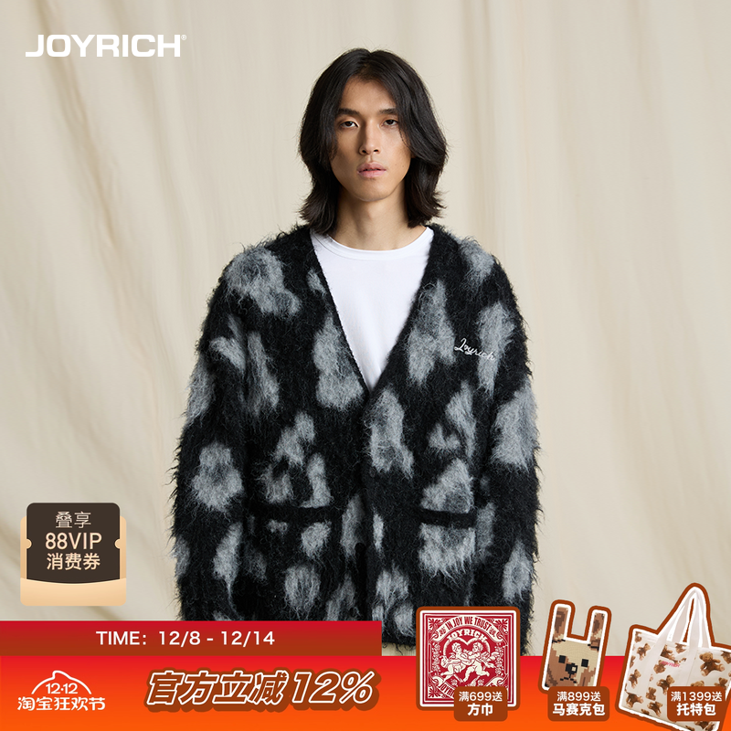 JOYRICH复古蓬松豹纹针织开衫