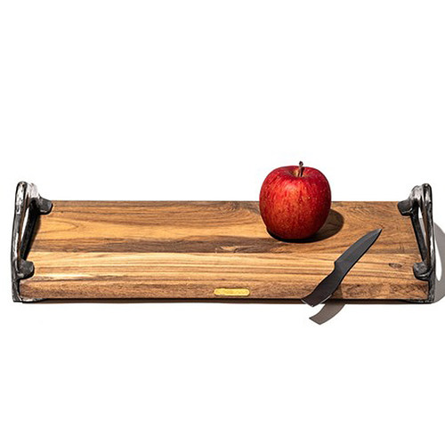 日本进口PUEBCO矩形柚木砧板铸铁把手家用厨房专用抗菌防霉面包盘