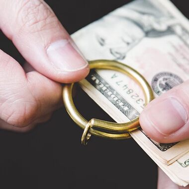 日本制进口AMABRO复古钱夹圆形黄铜便携简约金属挂饰钞票夹子做旧