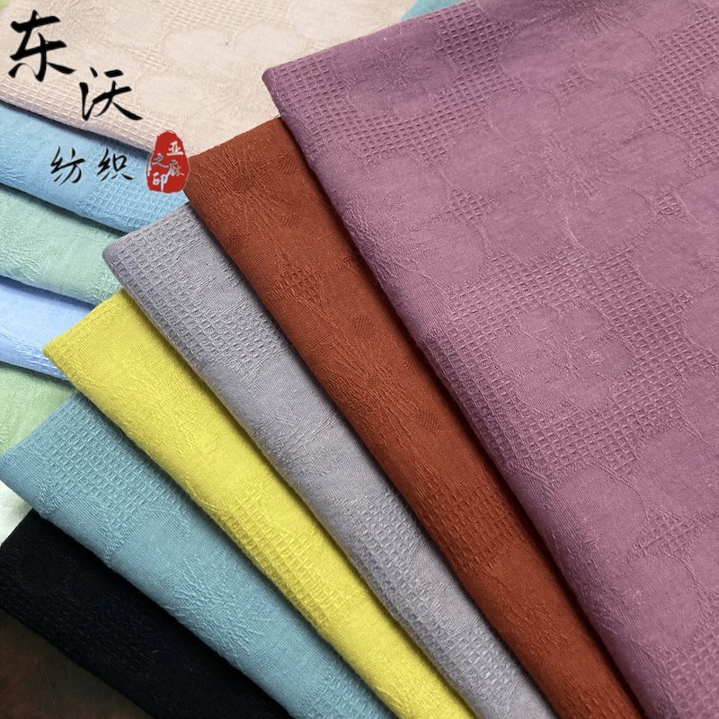 桃花纹提花面料棉麻汉服古风