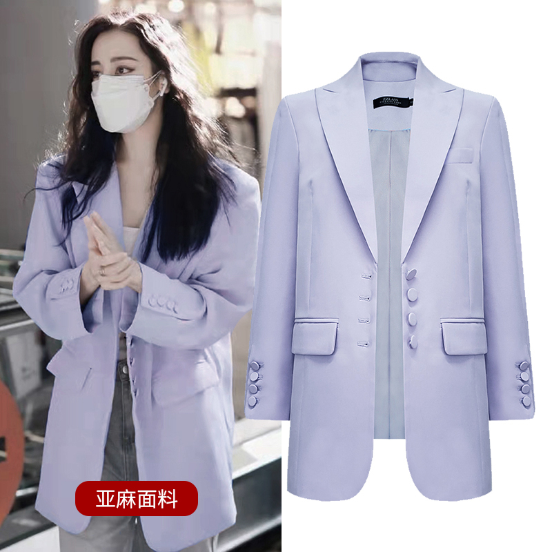 紫色西装外套宽松简约
