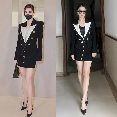 黑色排扣西装女高级感小西服
