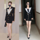 两件套 周同款 黑色排扣西装 女高级感小西服外套加半身裙时装
