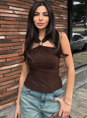 Knot metal buckle sleeveless vest top打结金属扣无袖背心上衣