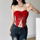 chest One vest一字领纱网裹胸背心 mesh wrapped line neckline