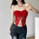 chest One vest一字领纱网裹胸背心 mesh wrapped line neckline