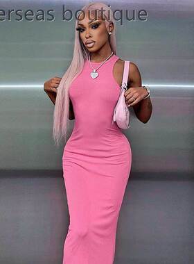 Slim fit sleeveless I-shaped round neck dress无袖工字连衣裙