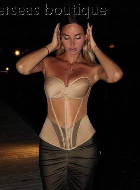 Women's waist cinched vest top 抹胸胸垫束腰上衣 背心上衣女