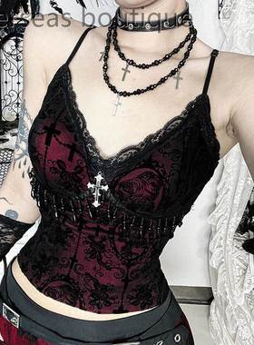 Cross plush camisole top十字架植绒吊带上衣 小众高级感背心女