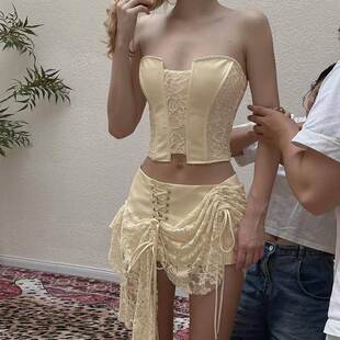 low vest waist skirt Chest set裹胸背心低腰半身裙套装 hugging