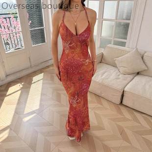 suspender印花度假修身 Printed with dress 连衣裙吊带 vacation