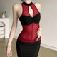 necked for sleeveless Round mesh vest women圆领无袖 网纱背心