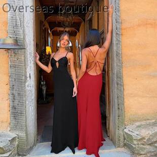 long Bareback girl hot skirt吊带露背度假女辣妹长裙 vacation
