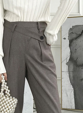 【LAMBO独家@特】立体斜门襟层次设计 9分西裤