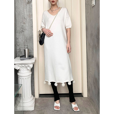 lambo绒球亲肤凉爽慵懒连衣裙